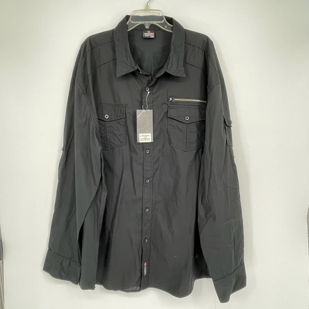 Southpole NWT Men's Black Pocket Long Sleeve Button Front Utility Shirt Size 5XB